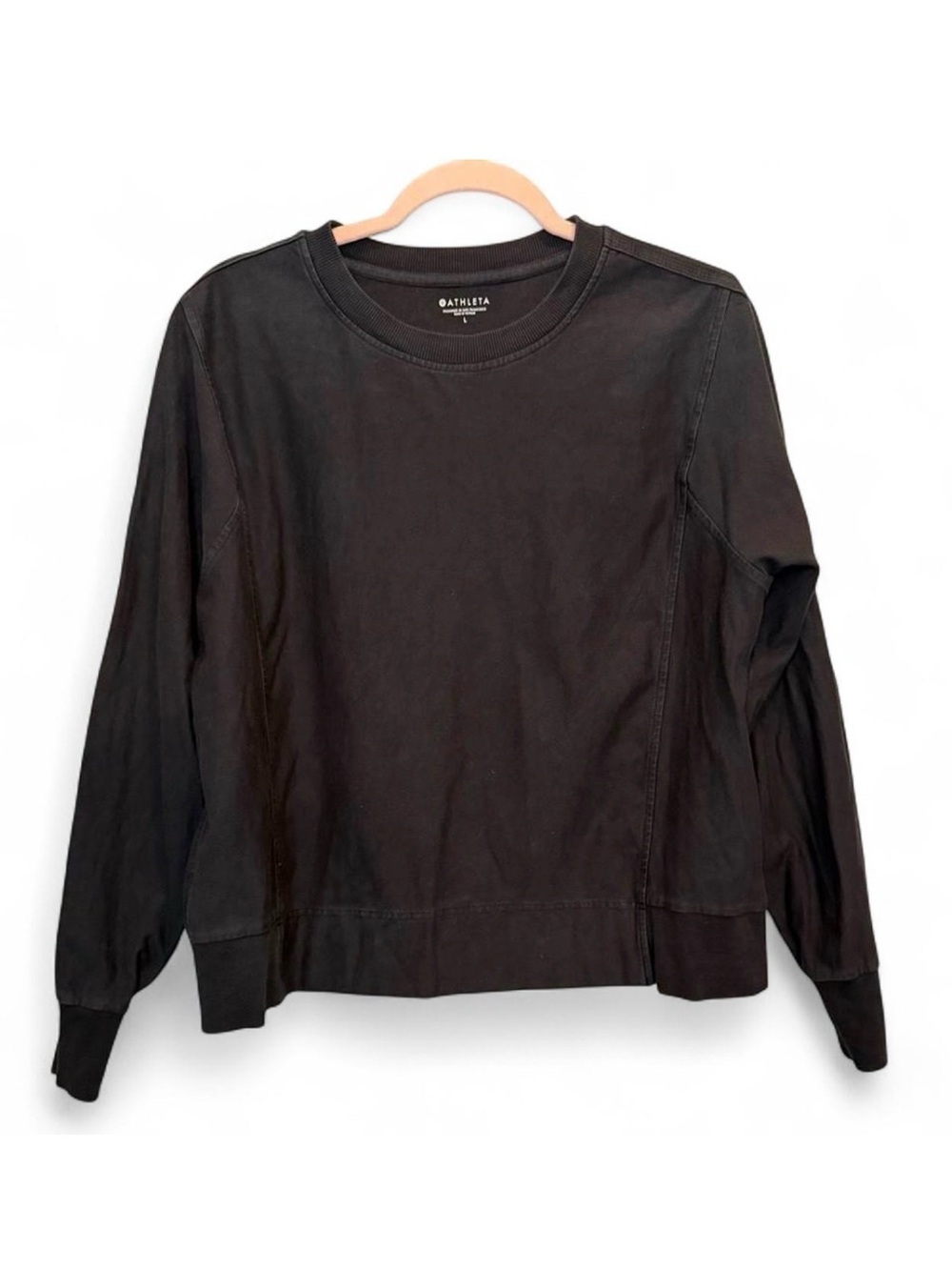 Athleta Farallon Garment Dye Sweatshirt Black Size Large Athleisure Loungewear